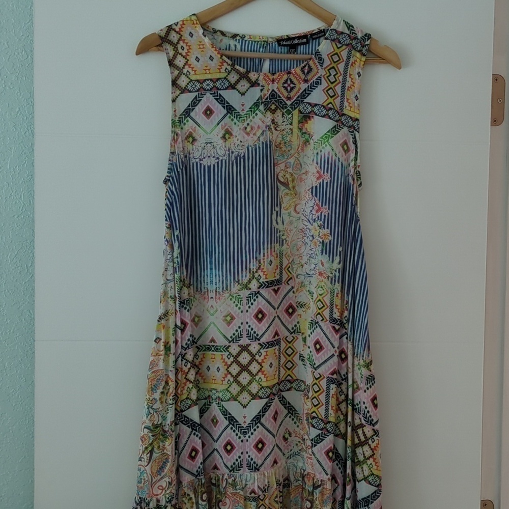 Johnny Was Style Maxi Tiered Sleeveless Dress by Tolani Collection XXS Summer